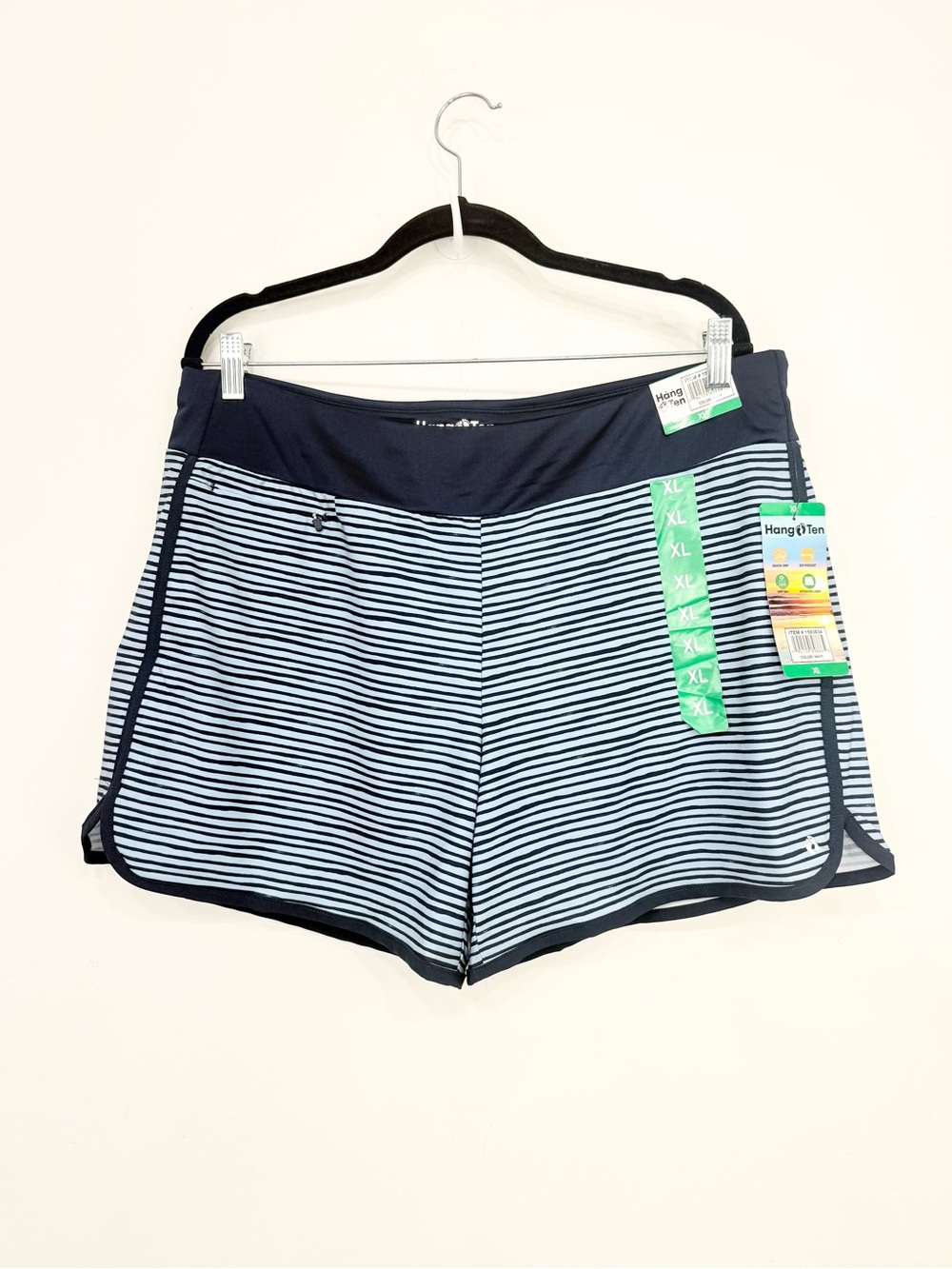 Hang Ten Blue Striped UPF 50+  Sun Protection Quick Dry Interior Liner Short NEW